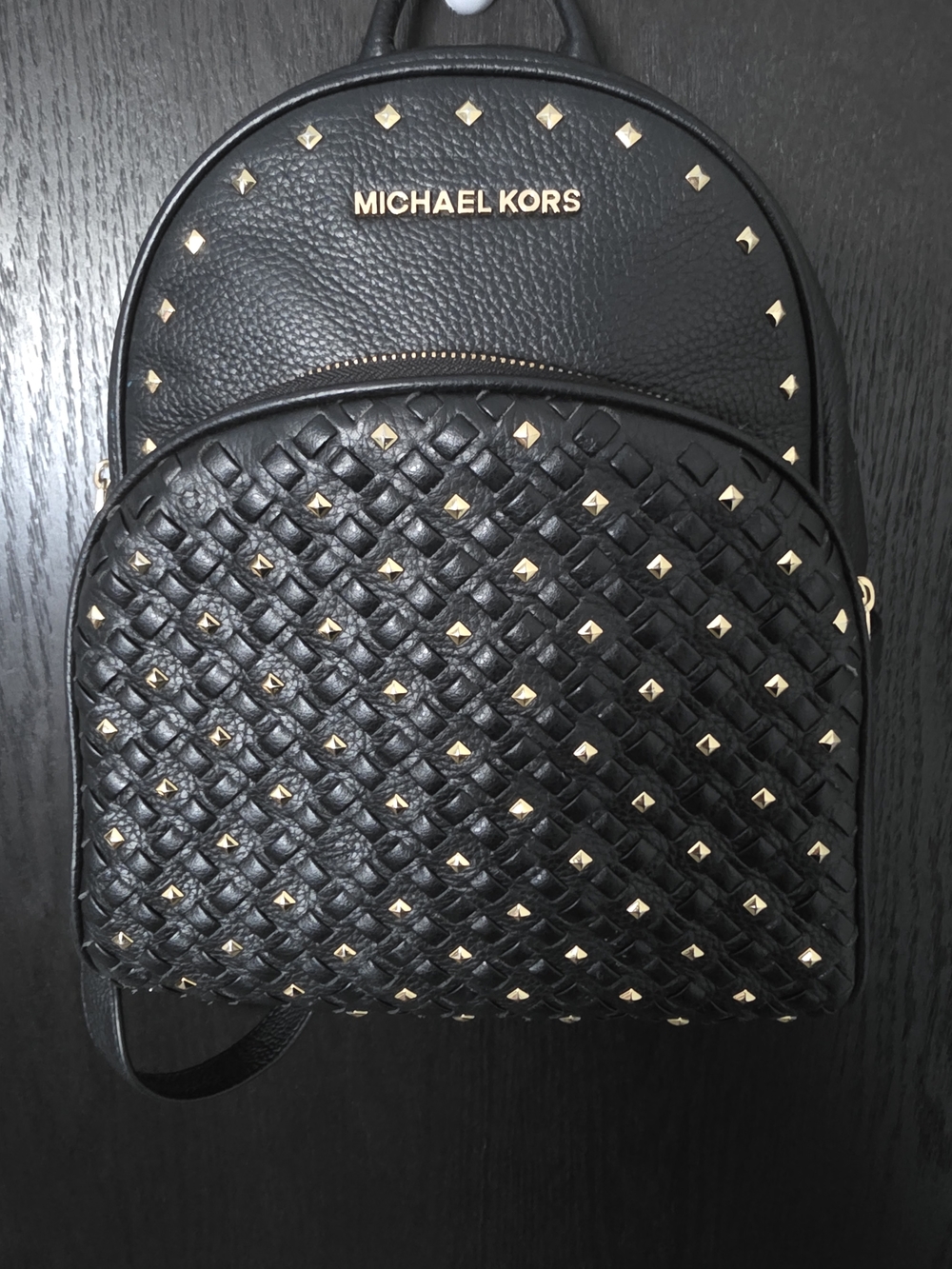 MICHAEL KORS Black  Studded Woven Backpack
